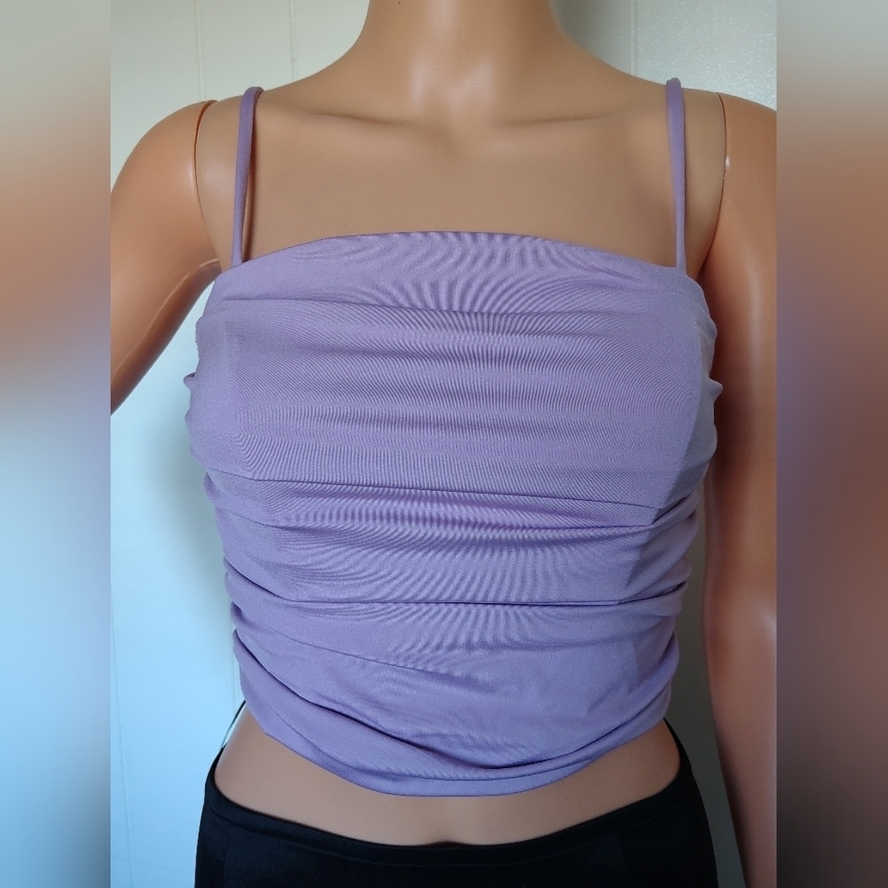 Forever 21 Lavender Spaghetti Strap Ruched Top Size S